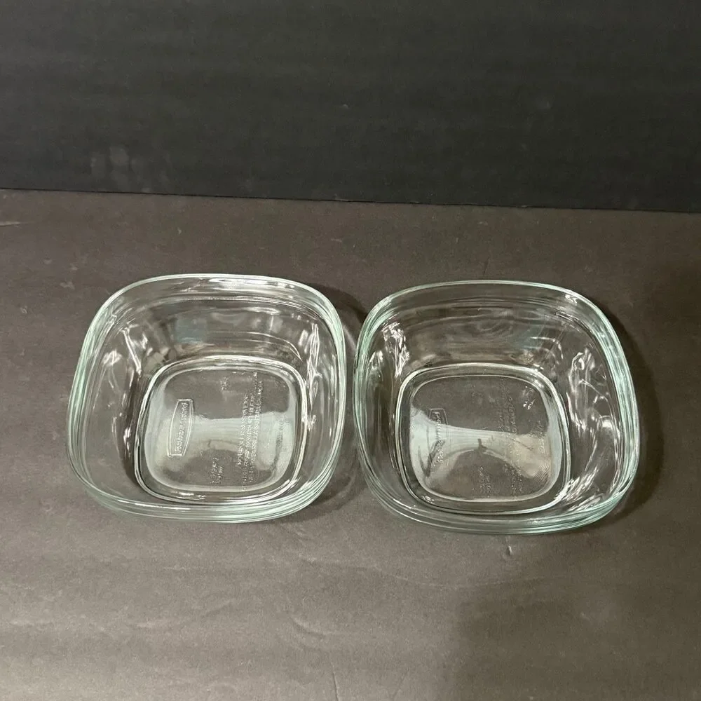 x2 Rubbermaid Glass 2.5 cup Food Storage Container Bowl NO Lid 7N62 Discontinued